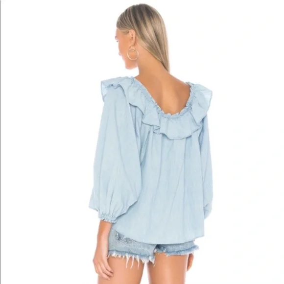 FREE PEOPLE “Lily Of The Valley” Chambray Top NWT Size XS - Picture 2 of 8